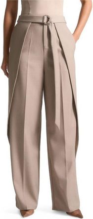 Mani&egrave;re De Voir Foldover Trousers with D-Ring Belt in Taupe at Nordstrom, Size 12
