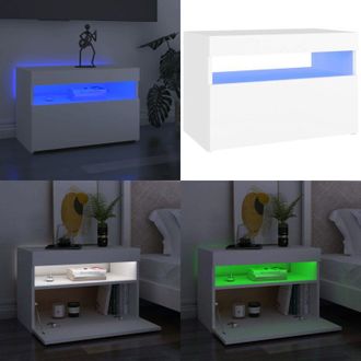 vidaXL Mobile Porta TV con Luci LED Bianco 60x35x40 cm - TV con luci RGB - Mobile per TV