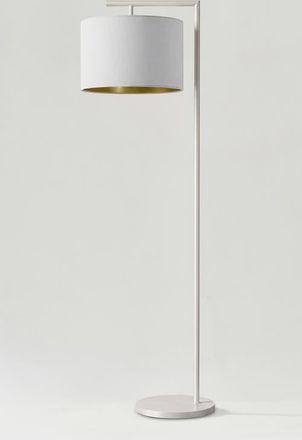 Brightech Montage Modern 60 LED Smart Home Compatible Floor Lamp with Cream Pleated Shade and Gold Interior, Bulb Included in Cream With Gold