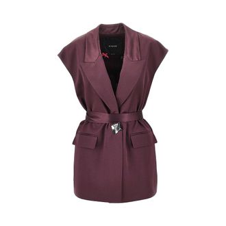 Pinko Sleeveless satin jacket with belt Woman 44