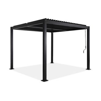 Sweeek Pérgola bioclimática 3x3m de lamas de aluminio y acero, negro