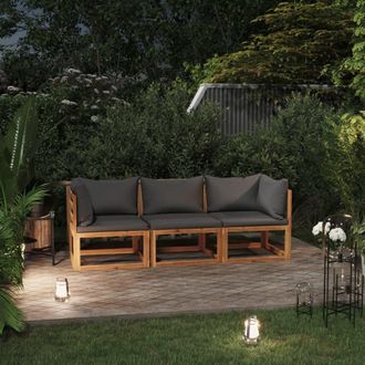 vidaXL Sof&aacute; De Jard&iacute;n De 3 Plazas Con Coj&iacute;n Madera Maciza De Acacia Vidaxl