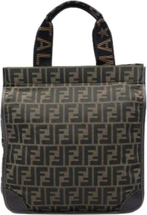 Fendi Pre-owned Canvas Tote Bag - Dames - Vintage Shopper - Bruin - ONE Size - Leer - Vintage