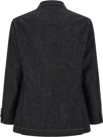 Brunello Cucinelli Double-Breasted Denim Blazer - Blue