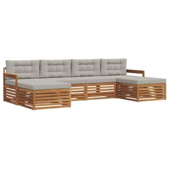 vidaXL Juegos De Sof&aacute;s Con Coj&iacute;n 6 Pcs Gris Natural Y Claro Vidaxl