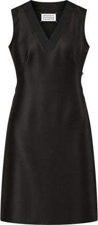Maison Margiela Zijden Jurk met Vier Stiksels - Dames - Korte kleedjes - Zwart - XS - Kleedjes