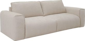 Vente-Unique Sof&aacute; cama de 3 plazas expr&eacute;s en tela beige - Cama de 140 cm Colch&oacute;n de 13 cm POGLO