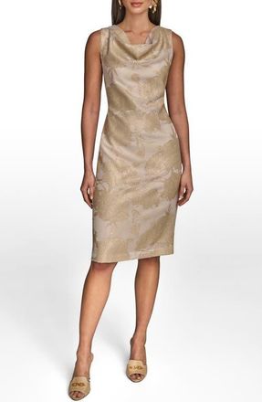 DKNY Sequin Sleeveless Mesh Sheath Dress in Sand at Nordstrom, Size 12