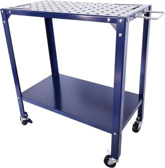 Relaxdays Relaxdays Tavolo saldatura con ruote, piastra forata, HxLxP:91,5x88x46 cm, blu