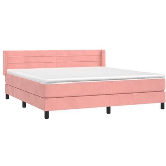 vidaXL Cama Box Spring Con Colch&oacute;n Terciopelo Rosa 180x200 Cm Vidaxl