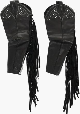 Dsquared2 Leather Muffs with Fringes and Zip size Unica