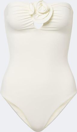 Magda Butrym Floral-appliqu&eacute; gathered swimsuit