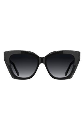 Kendra Scott Katherine 56mm Gradient Cat Eye Sunglasses in Black/Marble Black at Nordstrom
