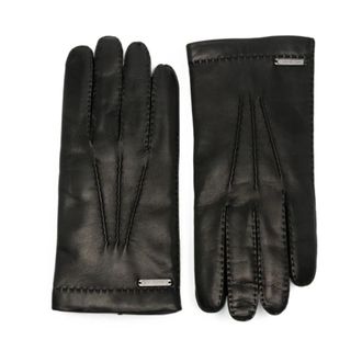Corneliani Guantes de piel con placa de logo - Accessories - Hombre - Negro - 8 1/2 IN