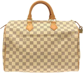 Louis Vuitton Azur Beige White Coated Canvas Boston Bag (Pre-Owned)