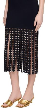 Sandro Fringed knit maxi dress in Black at Nordstrom, Size 36 Eu