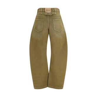 The Attico Wide-Leg Cotton Denim Jeans - Brown