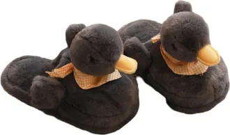 Generic Womens Fashion Animal Slippers Soft Warm Indoor Outdoor Comfortable Cozy Shoes for Women (Black, 3.5)