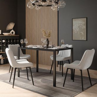 Vicco Set De Mesa De Comedor Grand, Negro, 120 X 70 Cm Con 4 Sillas (beige), Vicco