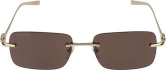 Gucci Rechthoekige Zonnebril - Heren - Zonnebrillen - Geel - 55 MM - Accessoires