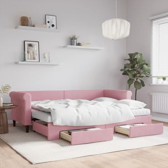 vidaXL Vidaxl - Sof&aacute; Cama Nido Con Cajones Terciopelo Rosa 80x200 Cm
