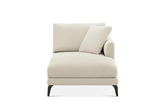 Castlery Lena Right Chaise Sofa Customized, (Washed Chenille) Cream (Matte Black Legs), Machine Washable, Removable Covers for Sofas, Castlery