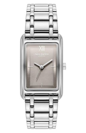 Olivia Burton Grove Rectangular Bracelet Watch, 23mm in Silver/Earl Grey at Nordstrom
