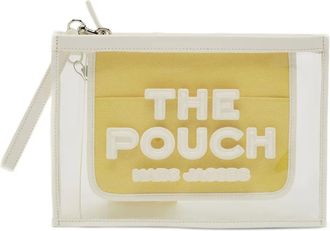 Marc Jacobs Wristlet leather-panel clutch bag - White
