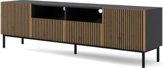 AKL FURNITURE Mueble para TV efecto madera Crema y Negro