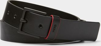 HUGO BOSS Mens Giove red topstitch belt