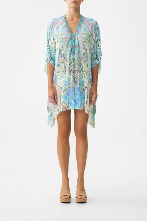 Camilla Short Lace Up Kaftan in Midsummer Mosaics at Nordstrom, Size One Size Au