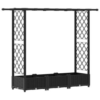 vidaXL Cama Elevada Con Trellis Y Techo Negro 164 X 40 X 123 Cm Pp Vidaxl
