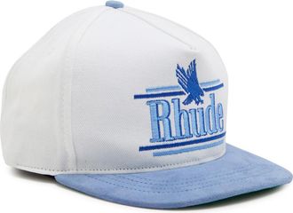 Rhude Rhude Rossa Logo-appliqu&eacute;d Cotton-twill cap - White And Blue - One Size