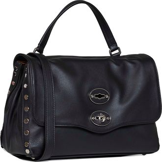Zanellato Womens Handbag Postina Small Black Leather Bovine Handbags Hand Bags