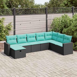 vidaXL Vidaxl Set Divani Da Giardino Con Cuscini 8 Pz Nero In Polyrattan