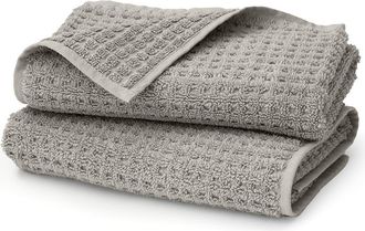 Boll & Branch Set of 2 Waffle Organic Cotton Hand Towels in Pewter at Nordstrom