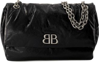 Balenciaga Womens Monaco Hobo M Leather Black Calfskin Shoulder-hobo-bags