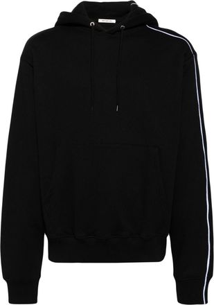 Peter Do stripe-detail drawstring hoodie - unisex - Cotton/Elastane/Cotton - S - Black