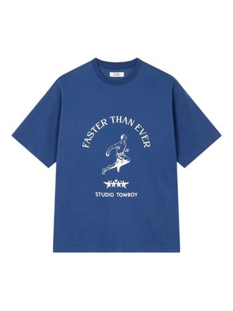 TOMBOY graphic-print cotton T-shirt - Blue