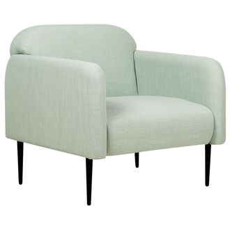 Beliani Sill&oacute;n Asiento Silla Retro Art Deco Tela Lino Patas Metal Sala De Estar Verde Claro Y Negro Stouby