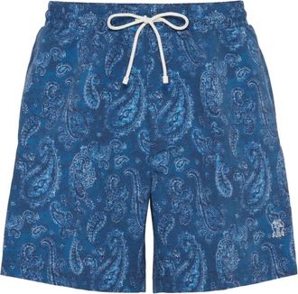 Brunello Cucinelli paisley-print swim shorts - Blue