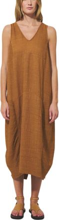 Transit Par-Such Textural Midi Dress With Double V-Neckline