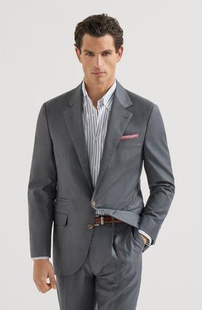 Brunello Cucinelli Super 150s virgin wool four season batavia twill blazer in Medium Grey at Nordstrom, Size 52 It