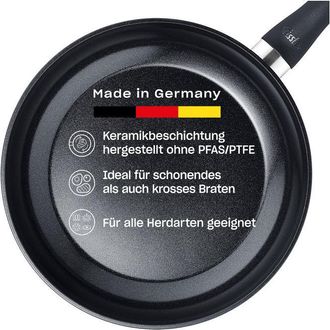 FISSLER 111-001-20-100-0 Essential Padella Antiaderente Ceramica 20 Cm Alluminio Riciclato Senza Pfas Ptfe Induzione Made In Germany Colore Nero
