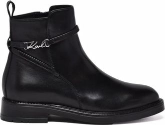 Karl Lagerfeld Black Leather Zip Ankle Boots