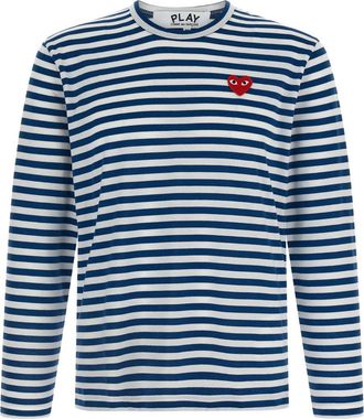 Comme Des Gar&ccedil;ons T-shirt in cotone a righe Comme Des Garcons con cuore rosso