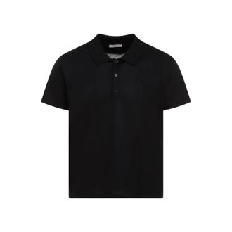 Valentino Garavani Mens Black Cotton Polo Shirt - Size Medium