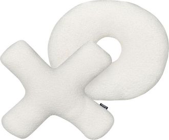 Beliani Conjunto De 2 Cojines Afelpado Letras Xo Tela Almohadas Textil Decoraci&oacute;n Blanco Crema Hesperis