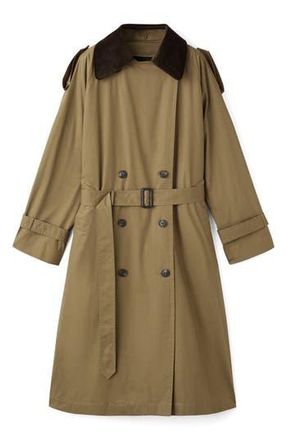 Mango Double Breasted Trench Coat in Khaki Green at Nordstrom Rack, Size Small
