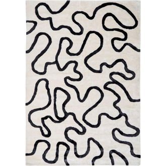 Beliani Beliani - Alfombra Moderna De Viscosa Y Lana Hecha A Mano Con Motivos Abstractos Glamurosa 160 X 230 Cm Blanco Y Negro Kappar